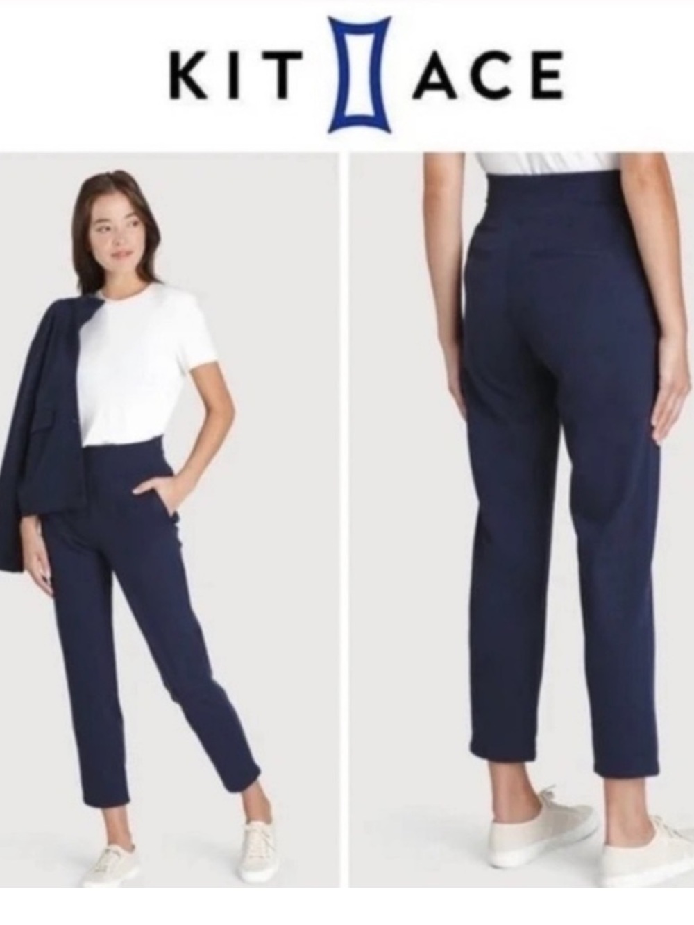 Kit and Ace Navy Cropped High-Rise Pants